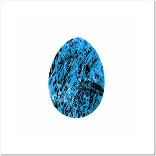 Easter egg - abstract blue-black textured watercolor, trendy earthy tones, colors, isolated on white. Design for background, cover and packaging, Easter and food illustration, greeting card. Posters and Art